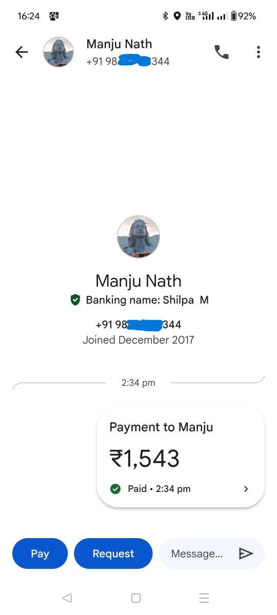 umesh_dass's tweet photo. @Uber_India I booked UberXL from Bangalore to Hosur Rly Stn for my family, paid via credit card, and was charged. The driver also collected fare + interstate tax via Gpay and now ignores my calls after promising a refund. Please help. Screenshots attached. https://t.co/22klbAGkMF