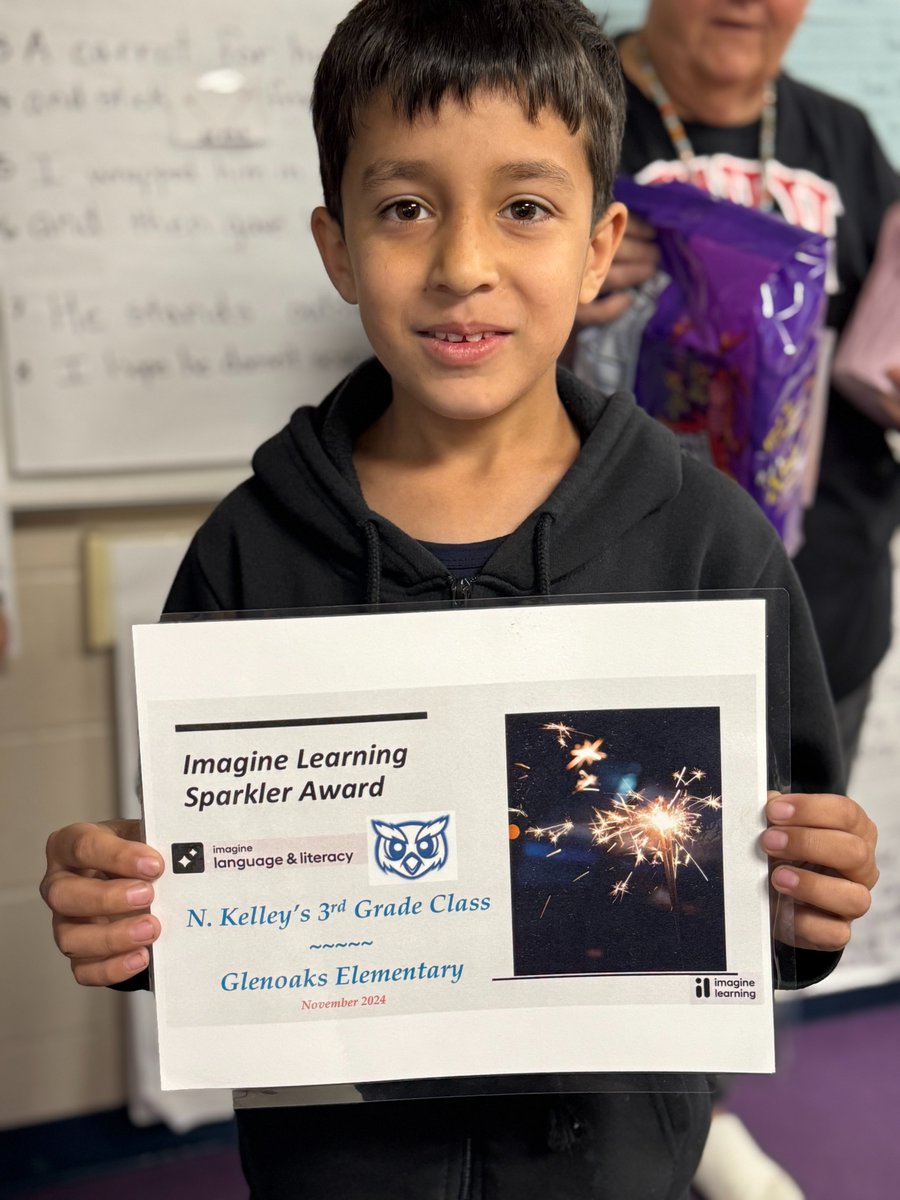 Glenoaks Elementary (@nisdglenoaks) on Twitter photo Congratulations to Mrs. Kelley and her third grade class for earning the NISD Imagine Learning Sparkler Award! We are so proud of her students for working hard and all the progress they have made.
#somethingtoHOOTabout
<a href="/NISD/">Northside ISD</a>
<a href="/NISDWorldLang/">NISD World Languages</a>
<a href="/NisdBILESL/">NISD Bilingual & ESL</a> Congratulations to Mrs. Kelley and her third grade class for earning the NISD Imagine Learning Sparkler Award! We are so proud of her students for working hard and all the progress they have made.
#somethingtoHOOTabout
<a href="/NISD/">Northside ISD</a>
<a href="/NISDWorldLang/">NISD World Languages</a>
<a href="/NisdBILESL/">NISD Bilingual & ESL</a>