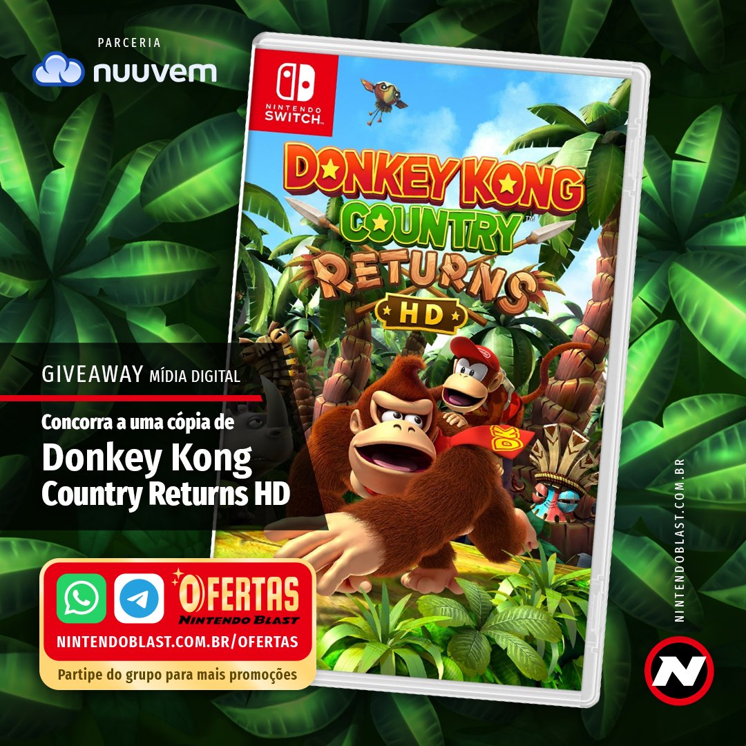 nintendoblast's tweet photo. 🎁 #GIVEAWAY NINTENDO BLAST + NUUVEM!

🦍 Prêmio: Chave de Donkey Kong Country Returns HD (Switch)

💬 COMO CONCORRER?
- Siga @nintendoblast e @nuuvem
- Curta ❤️ + RT este post
- Comente marcando um amigo e diga qual dupla de Kongs vocês seriam!

Resultado: 27/01/2025
Boa sorte! https://t.co/hzkN7Sd6ZV