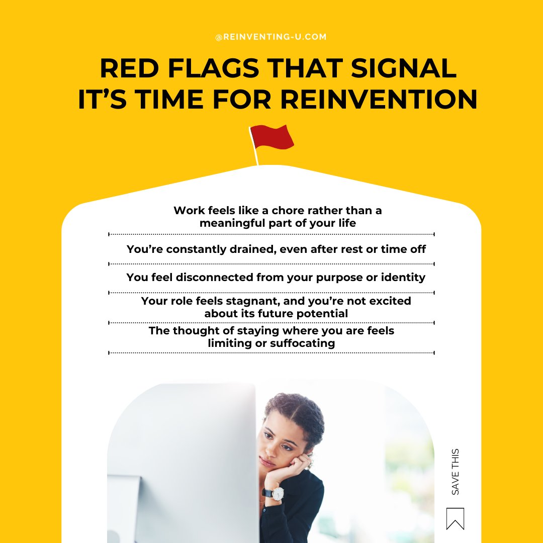 silverman_dani's tweet image. If you see yourself in any of these signs, it might be time to explore the possibilities of reinvention. Reach out for guidance and take the first step toward a life and career that truly align with who you are. info@reinventing-u.com #reinvention #careerchange #personalgrowth
