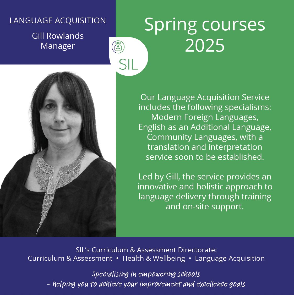 SIL_Languages's tweet photo. From MFL to EAL and a whole lot more, SIL's Language Acquisition Service can support your language delivery goals for 2025. Follow us to find out about exciting new language services coming soon!
Course information:
https://t.co/YUewxzdY6Z https://t.co/X7yaq5q4wi