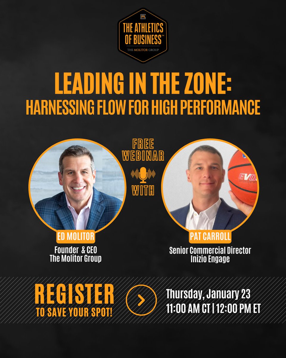 TheMolitorGroup's tweet photo. With endless distractions and piles of tasks, how do you stay in the zone?

Join us for our upcoming webinar with @pcflow  and discover how!

👉 https://t.co/LCMlOtr3MS

#Coaching #Webinars #HighPerformance #FLOWState #Growth https://t.co/vQ2JuBoZWk
