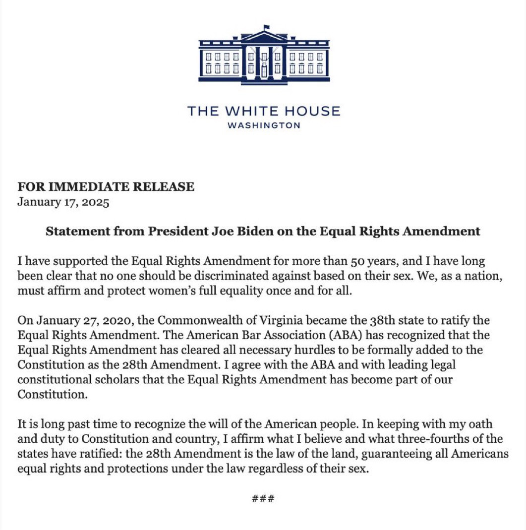 SarahBurris's tweet image. holy shit - Biden ratified ERA