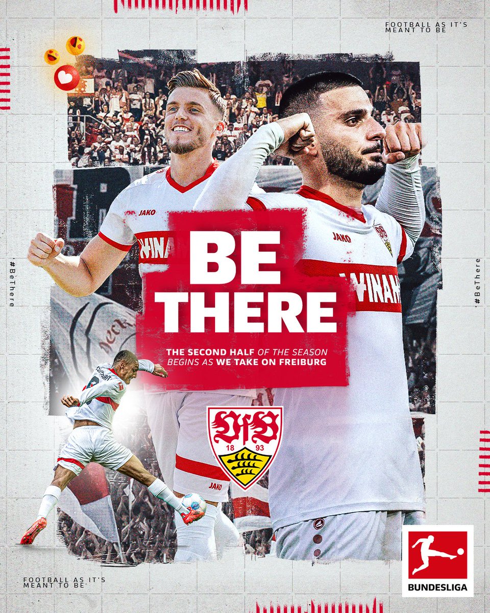 VfB's tweet image. Auftakt in die Rückrunde: Morgen um 15.30 Uhr gegen den SC Freiburg. Mit den beiden Siegen und euch im Rücken zum nächsten Heimerfolg! 💪

#BeThere | #Immerda | #VfB | #Bundesliga | #VfBSCF