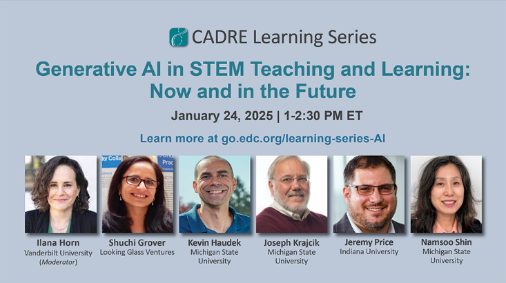 NSF ECR Hub (@ecrhub) on Twitter photo Join <a href="/CADREK12/">The DRK-12 Network</a> on Jan. 24 for a webinar focused on Generative AI in STEM teaching and learning.
The presenters will talk about the current state of AI in STEM education and improving STEM learning on a large scale.
Register: cadrek12.org/form/cadre-lea… Join <a href="/CADREK12/">The DRK-12 Network</a> on Jan. 24 for a webinar focused on Generative AI in STEM teaching and learning.
The presenters will talk about the current state of AI in STEM education and improving STEM learning on a large scale.
Register: cadrek12.org/form/cadre-lea…
