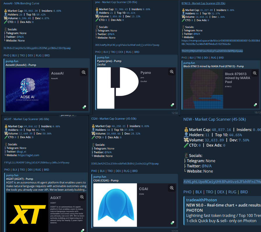 Trust only your strat with tools, that's how you make $SOL

[TOOLS FREE ATM, LINK IN BIO]

We spotted all of this in just the last 24h:

$AGiXT 49k to 99.6 mil - 2032x
$CGAI 46k to 28.8 mil - 626x 
$Pyano 31k to 18.3 mil - 590x
$NEW 36k to 15.8mil - 431x 
$879613 31k to 8.1mil -