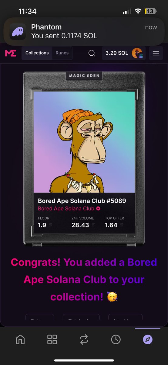 I bought his Bored Ape SoL Club NFT for $28,437 and it only got two likes.