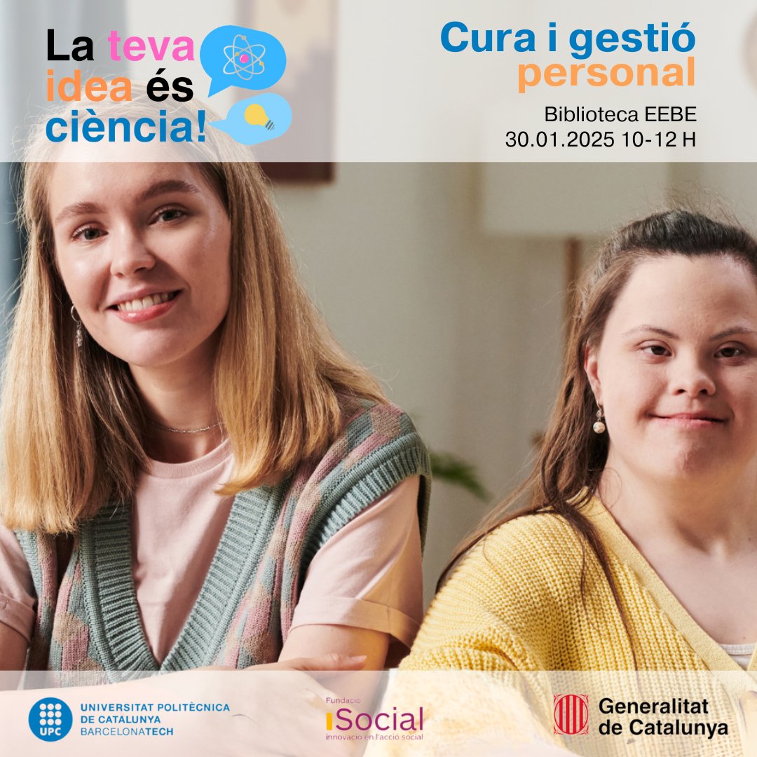 BiblioEEBE's tweet photo. “La teva idea és ciència!” Trobades a les biblioteques
A la EEBE sobre la temàtica Cura i gestió personal es realitzarà el dijous 30/01/2025 de 10:00h - 12:00h.
https://t.co/fxckctVwpZ https://t.co/gRjpuY4VRQ