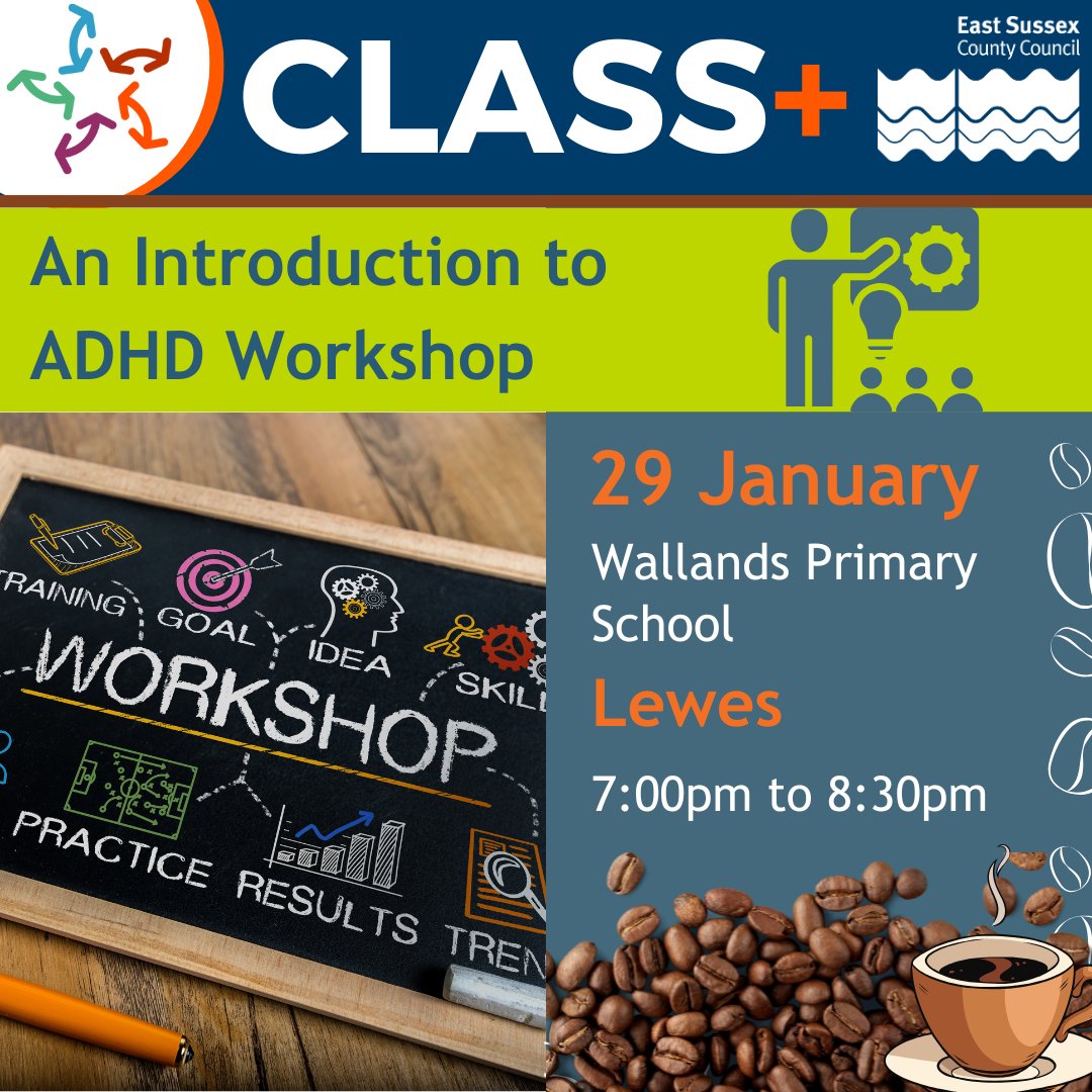 SEND_EastSussex's tweet photo. ⭐ New for 2025: Free 'Intro to ADHD' Workshop for Parents and Carers! ⭐ 

🗓️ 29 January 2025
🕢 7:00pm - 8:30pm
📍 Wallands Primary, Lewes

🔗Register now: https://t.co/bTlLiBMMLv

#SEND #ADHD #EastSussex #CLASSPlus https://t.co/9Jl6IuSjGv