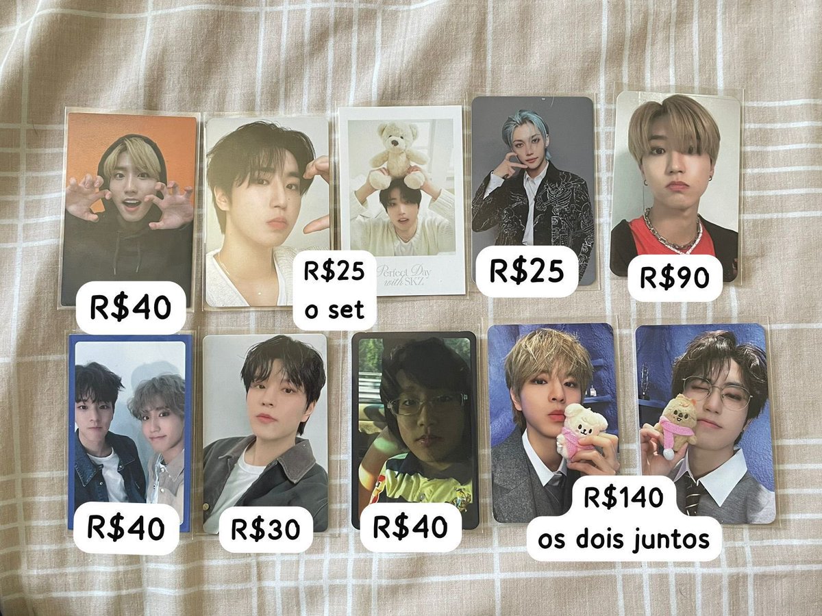 taetbang's tweet image. 🥝⭐️🩵 venda/vendo stray kids

preços na imagem
 + frete de 14,00 de carta registrada

🫧 tenho +150 fbs no ig @/bracchio_o 
🌸 mando vídeos no pv
🥝 envios nacionais feitos apenas na sexta-feira
😖 sem timewaste, por favor!
♥️ o card do puppym e do quokka só saem juntos &amp;lt;3
