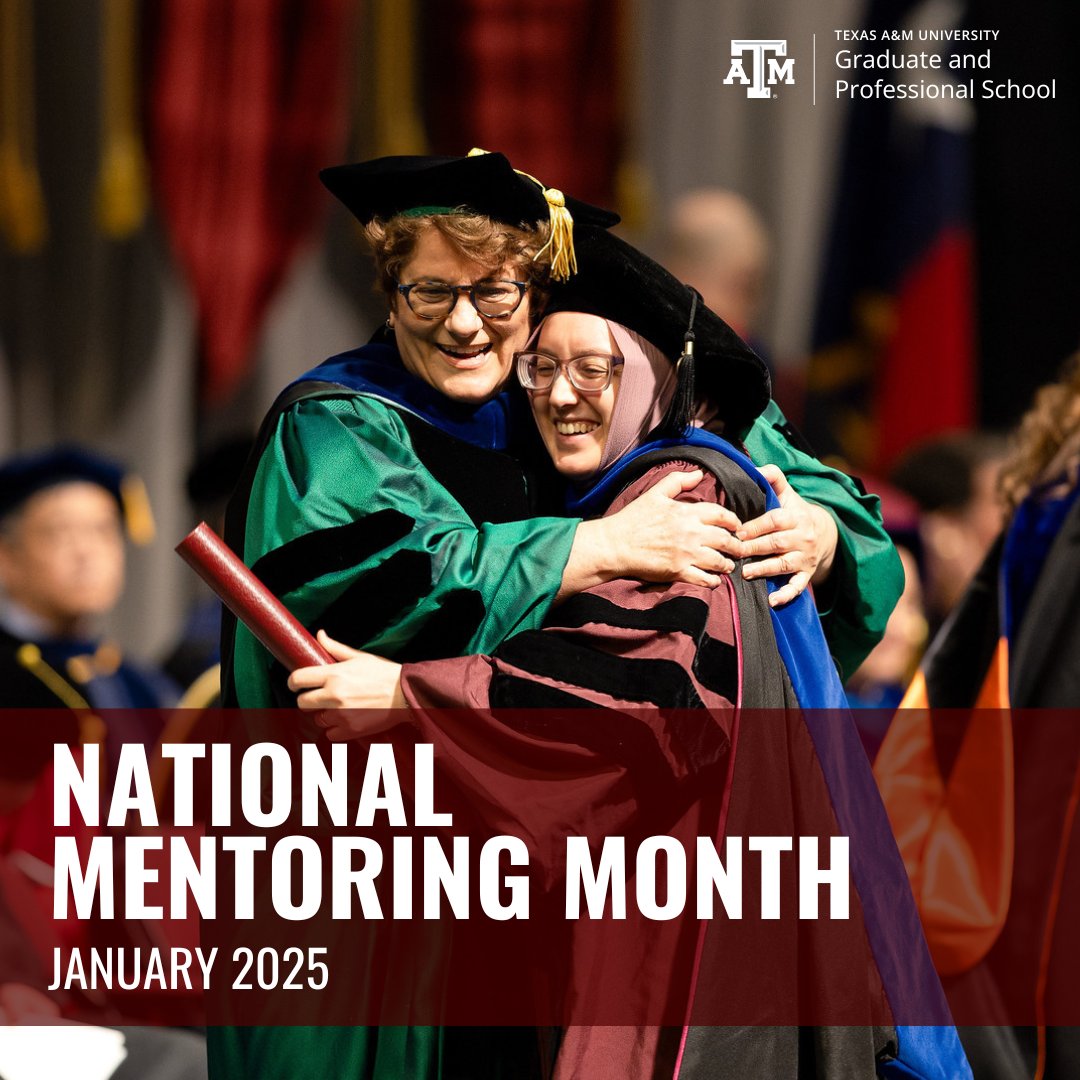 Texas A&M Graduate and Professional School (@tamugradschool) on Twitter photo January is National Mentoring Month! Throughout the month, organizations across the country seek to raise awareness about and promote the value of mentoring in people’s lives. #NationalMentoringMonth January is National Mentoring Month! Throughout the month, organizations across the country seek to raise awareness about and promote the value of mentoring in people’s lives. #NationalMentoringMonth