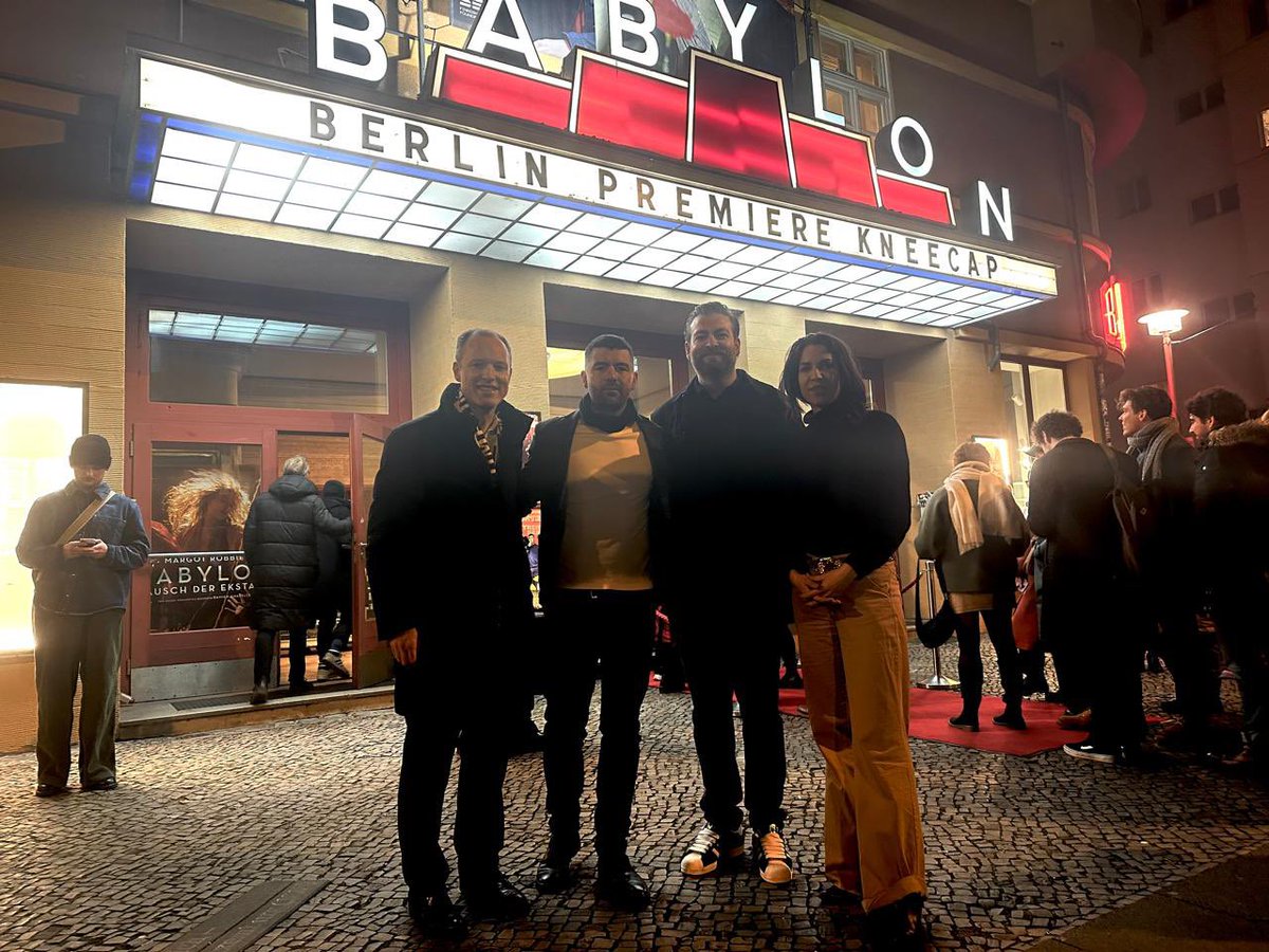 irlembberlin's tweet photo. The 🇩🇪 premiere of the Irish language film Kneecap took place in Berlin last night along with a Q&amp;A between director Rich Peppiatt &amp;Ne Hoare. 

Deputy Amb John Lynam and Head of Culture Candice Gordon attended. 

Kneecap will have its theatrical release across 🇩🇪 from 23 January. https://t.co/UTVMyI8Vnu