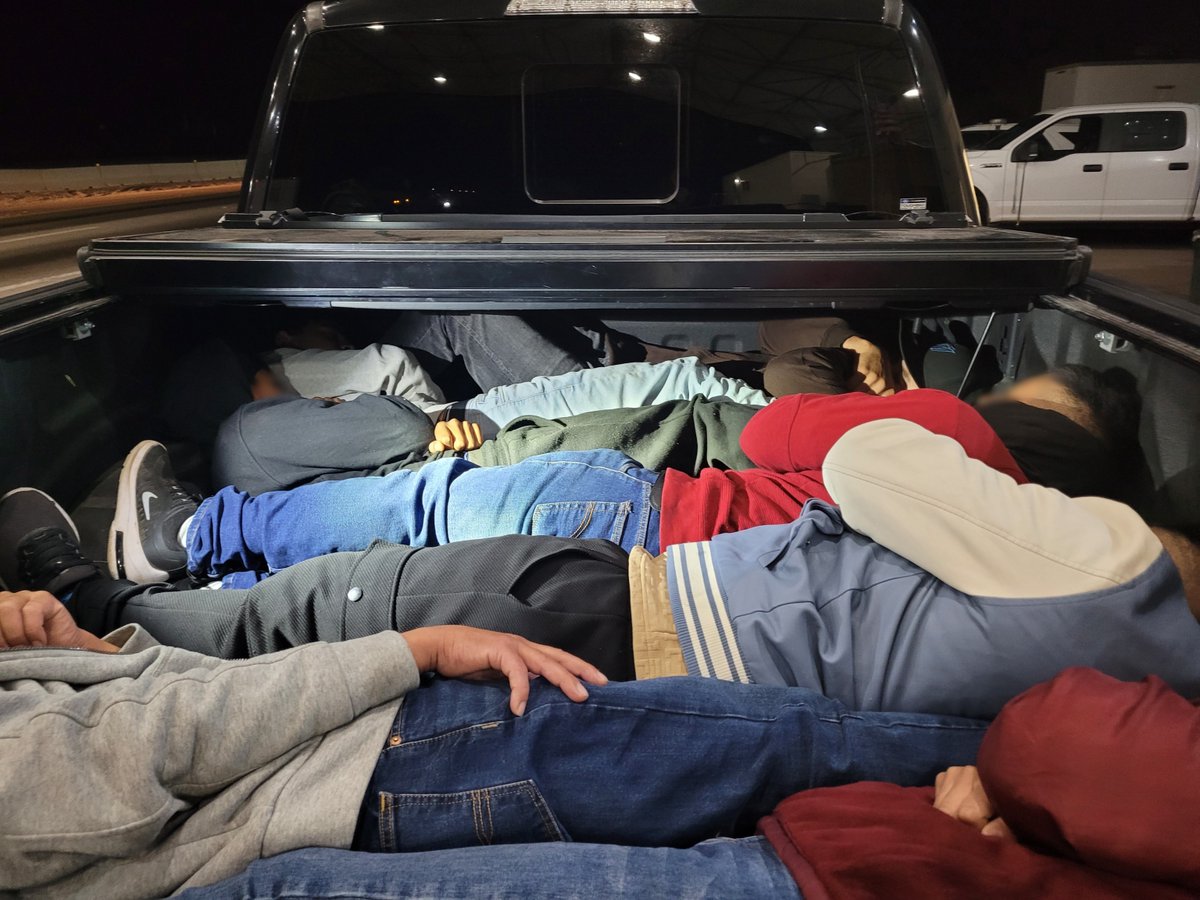 At the I-19 checkpoint, K9 Speedy alerted to a truck, leading Nogales Station agents to discover 7 migrants dangerously concealed underneath a locked tonneau cover. 

The driver and co-conspirator were arrested and will face the consequences of their actions.  Great work Speedy!