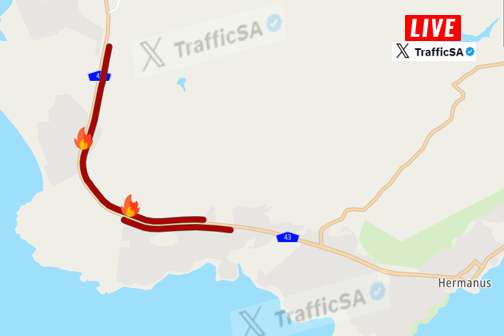 TrafficSA's tweet photo. Western Cape - #CapeFire   R43 Route:  traffic control between Hawston and Hermanus - EXPECT DELAYS https://t.co/rNxElsZIzI
