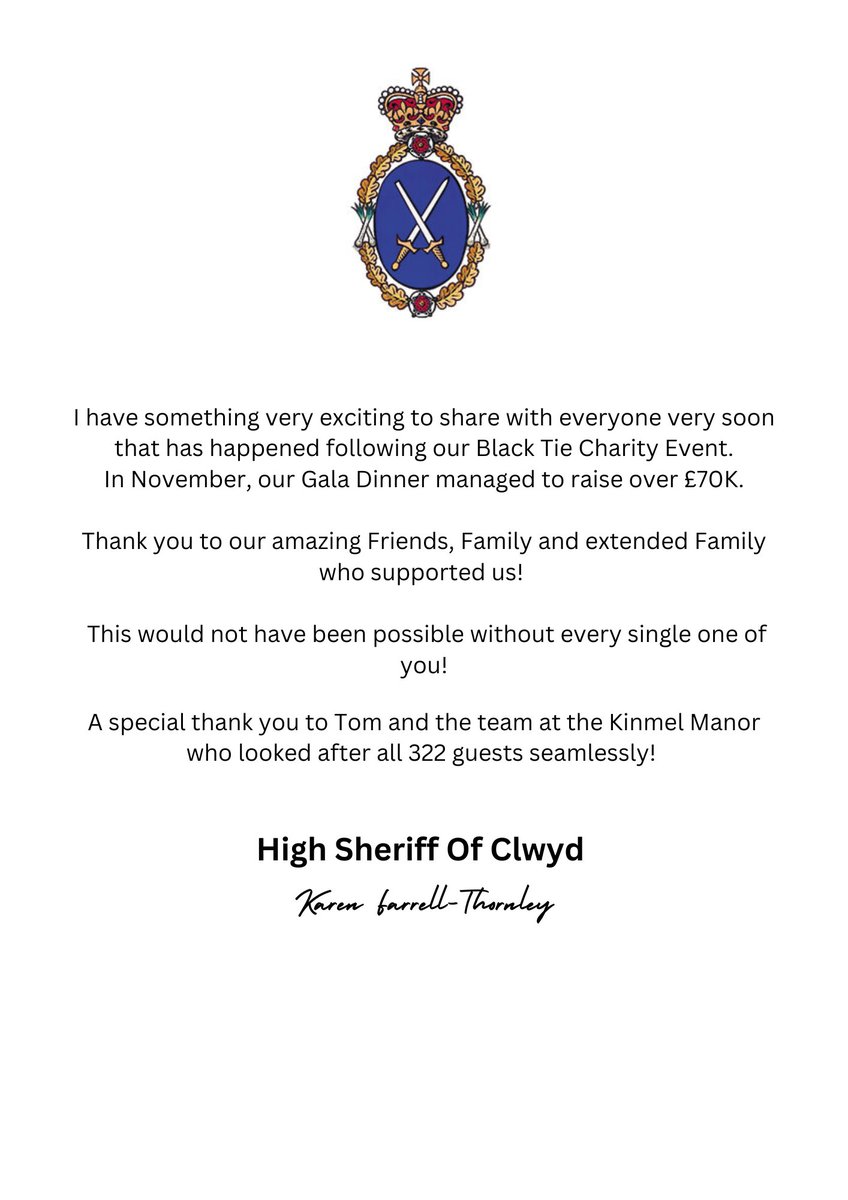 I have something very exciting to share with everyone very soon that has happened following our Black Tie Charity Event. In November, our Gala Dinner managed to raise over £70K.  #Highsheriffs #charityfundraiser #bloodbikeswales