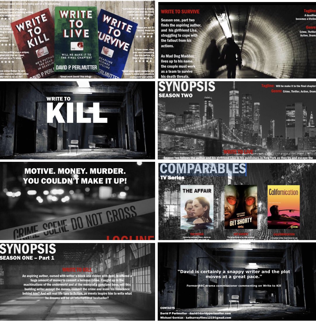 David P Perlmutter - Author. Actor. Dreamer. ✍🏼🎬 (@davepperlmutter) on Twitter photo The #PitchDeck for the #CrimeThriller series #WriteToKill with the #TVPilot complete for a #TVSeries with an INTERNATIONAL CAST already attached!
TV Comparable’s:
<a href="/SHO_TheAffair/">The Affair</a>
<a href="/getshorty/">Get Shorty</a>
<a href="/SHO_Cali/">Californication</a>
Write To Kill on <a href="/IMDb/">IMDb</a> imdb.com/title/tt330234… 🎬
relinks.me/DavidPPerlmutt… The #PitchDeck for the #CrimeThriller series #WriteToKill with the #TVPilot complete for a #TVSeries with an INTERNATIONAL CAST already attached!
TV Comparable’s:
<a href="/SHO_TheAffair/">The Affair</a>
<a href="/getshorty/">Get Shorty</a>
<a href="/SHO_Cali/">Californication</a>
Write To Kill on <a href="/IMDb/">IMDb</a> imdb.com/title/tt330234… 🎬
relinks.me/DavidPPerlmutt…