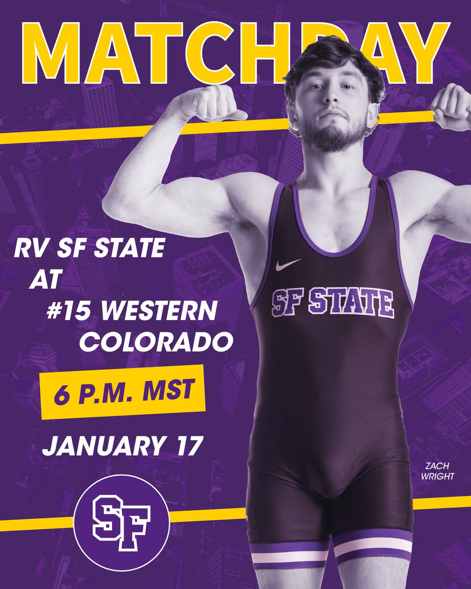 SF State Wrestling (@sfstatewrestle) on Twitter photo MATCHDAY!
π No. 15 <a href="/wcuwrestling/">Western Colorado Wrestling</a>
π 6 p.m. MST / 5 p.m. Pacific
π Paul Wright Gym
π TrackWrestling.com
πΊ rmacnetwork.com MATCHDAY!
π No. 15 <a href="/wcuwrestling/">Western Colorado Wrestling</a>
π 6 p.m. MST / 5 p.m. Pacific
π Paul Wright Gym
π TrackWrestling.com
πΊ rmacnetwork.com