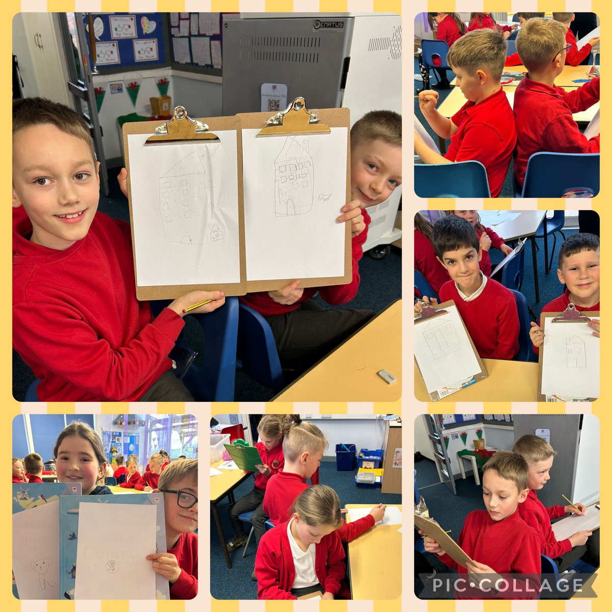 #DosbHeddWyn Buon ni’n dilyn algorithmau heddiw er mwyn tynnu lluniau gyda phartner. ✏️ / We have been following algorithms to draw pictures with a partner. #TGChygc #Codioygc