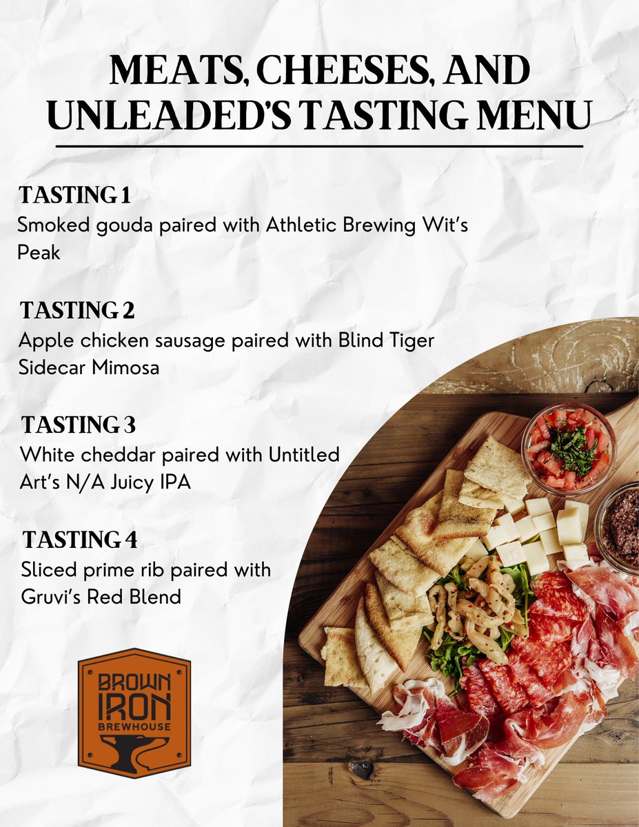 Our Meat, Cheese, and Unleaded’s Sampling menu is here!

Don’t miss out on this fun, tasty, and educational event!

The cost is just $25 per person!

Get your tickets below!

eventbrite.com/e/meats-cheese…