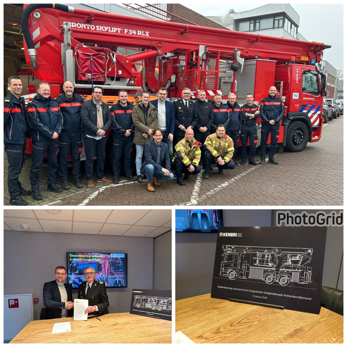Na een traject van 1,5 jaar werd de overeenkomst getekend met <a href="/KenbriNL/">Kenbri Fire Fighting</a> voor de aanschaf van 5 nieuwe hoogwerkers. Met input vanuit de operatie en zorgvuldige aanbesteding werd dit traject afgerond. De nwe hoogwerker is medio ‘26 actief. Brandweerzorg is hiermee landurig geborgd.