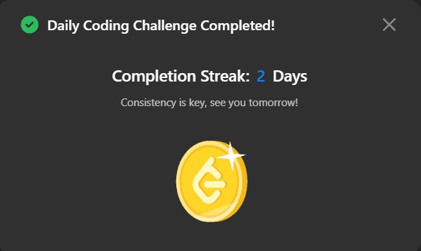 🌟 LeetCode Daily Challenge Solved! 🌟
Problem: Neighboring Bitwise XOR (#2683)
Difficulty: Medium
#LeetCode  #DSA #dailychallenge  #algorithm