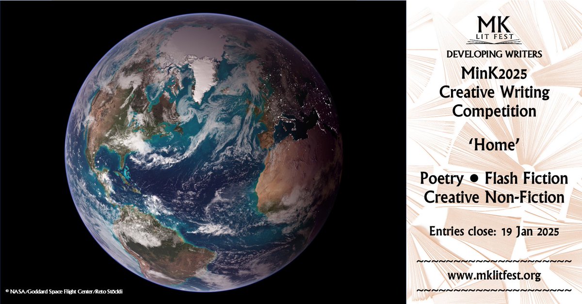 MKlitfest's tweet image. Bucks/Beds/Northants writers: what does 'Home' mean to you? Submissions close at 23:59 on Sun 19/1. Prizes/publication for winners.

Details: mklitfest.org/mink2025

#shortstories #creativewriting #submissionsopen #creativenonfiction #poetry #writingcompetition #flashfiction