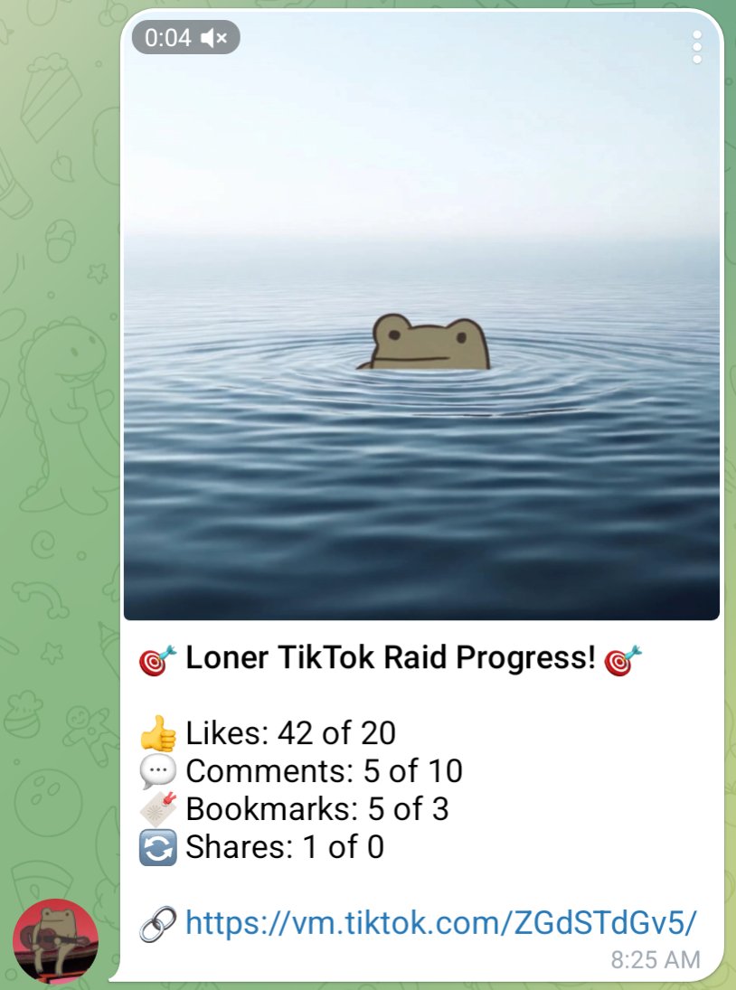 TikTok you don't stop raid bot. Only by the loner community ❤️ t.me/lonersol