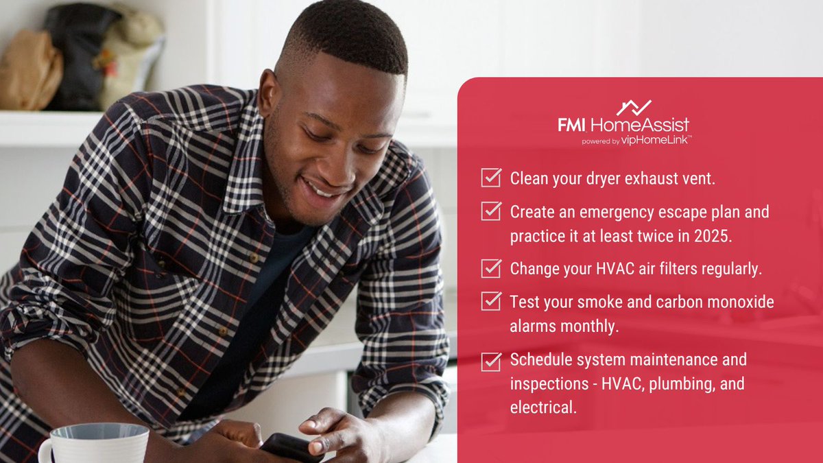 In 2025, why not make a resolution to take better care of your home.  We've created a quick checklist of important home maintenance activities  that are easy to complete and also help to boost the safety and comfort  of your home. #HomeSafety #NewYearsResolution