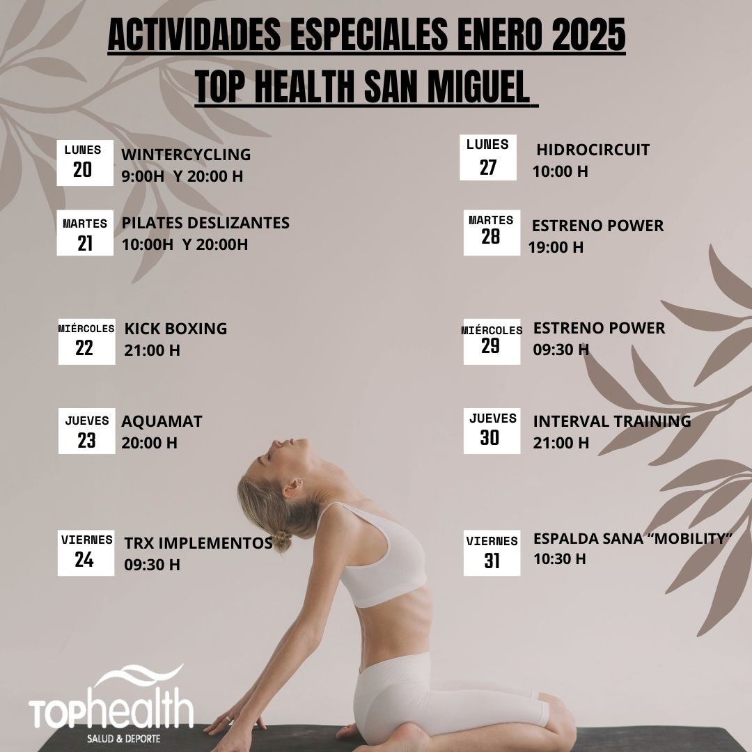 Este enero, te invitamos a comenzar el año con energía y motivación en nuestro gimnasio.¡Traemos clases muy especiales como kickboxing, pilates deslizante o aquamat!