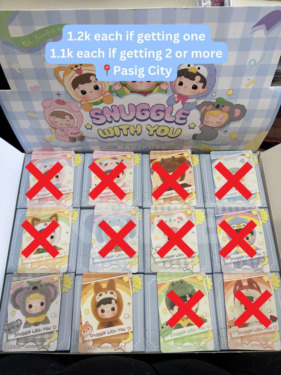 renminsales's tweet photo. WTS LFB Hacipupu Snuggle With You ph

- 1.2k each if getting one
- 1.1k each if getting two or more
- sealed foil, opened bottom to check cards

mop: gcash, bdo, maya
mod: sdd, jnt, ggx
📍UST / Pasig City https://t.co/12Bl8ywEsz