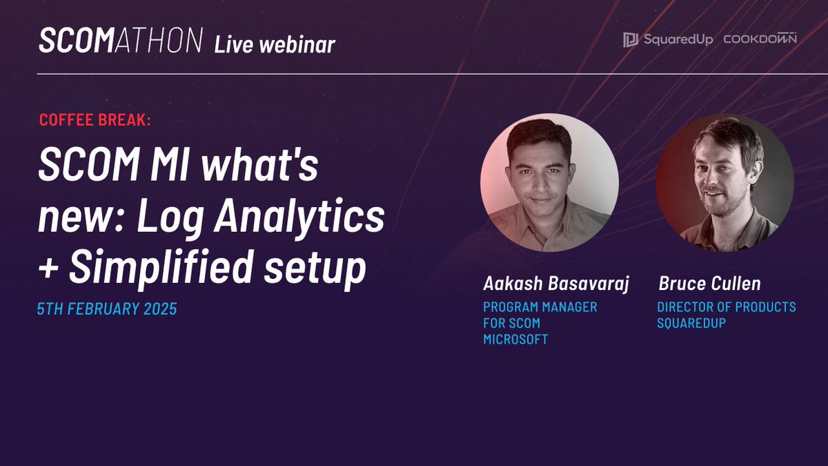 To kick off 2025, we're excited to announce our next Coffee Break: What's new in #SCOMMI, featuring SCOM Program Manager Aakash Basavaraj! Hear direct from the SCOM Team on the latest upgrades to Log Analytics, the setup process, and more. Register > buff.ly/42fDlq7