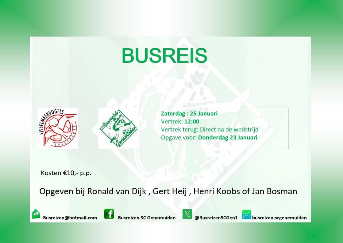BusreizenSCGen1's tweet photo. Morgen thuis tegen @scgenemuiden - @VVEemdijk en volgende week uit tegen hun buurclub @VVIJV er zijn nog plekken in de supporttersbus dus geef je nog even op om mee te gaan naar Spakenburg ⚽️🇳🇬⚽️ #ijsgen #alseenrots #12eman https://t.co/CuvRqCGACX