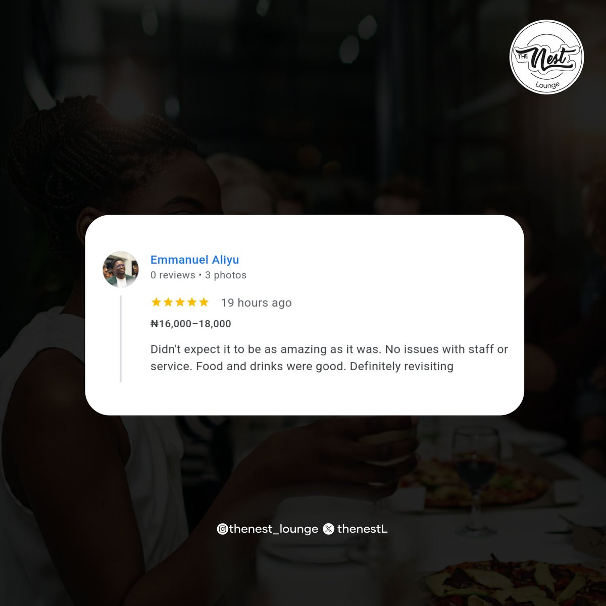 ThenestL's tweet photo. “Definitely revisiting” is enough to convince you about what we’re all about. 

#thenestlounge #reviews #customerfeedback #weekend #weekendvibes https://t.co/HVOvbJFch8