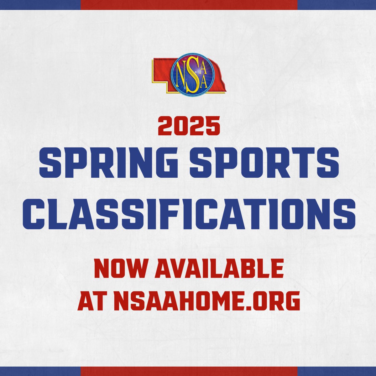 nsaahome's tweet photo. Classifications for 2025 Spring Sports are now available on the NSAA website at https://t.co/Ivb8v4IBi2.

NSAA member schools have until Friday, January 24th to notify the NSAA Office if they want to opt-up in Baseball, Boys Golf, Soccer, Girls Tennis or Track &amp; Field. #nebpreps https://t.co/T0FOEmUyKK
