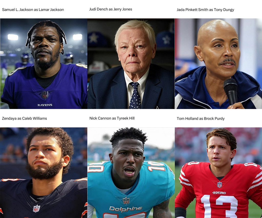 NFLMemes's tweet photo. If the NFL casted actors for a movie about the 2024 season...

(@TheSportsMemery) https://t.co/5L1w3SS4GW