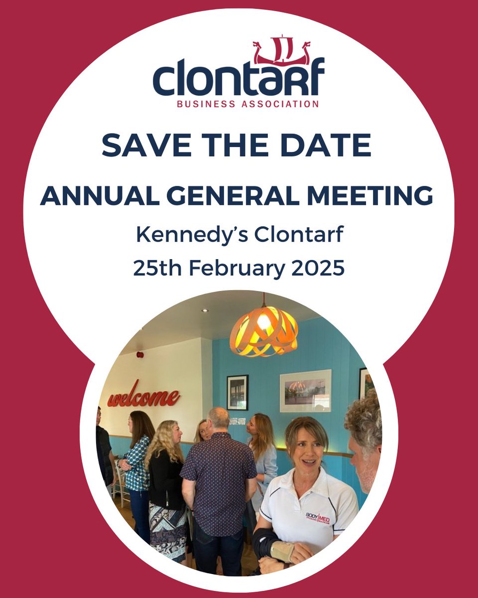 Calling all Members! The Clontarf Business Association's Annual General Meeting, 25th Feb is your chance to connect, collaborate, &amp; contribute to the growth of our business community. Book at bit.ly/cba-agm Please note this is a members only event. #clontarfbusiness
