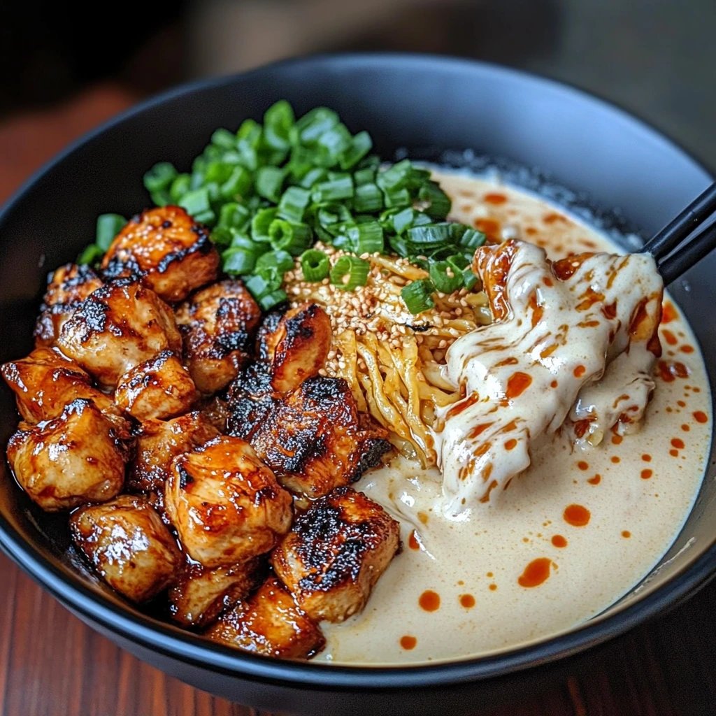 rock716860's tweet photo. Fiery Chicken Ramen with Creamy Garlic Sauce https://t.co/ME9KGvDMze