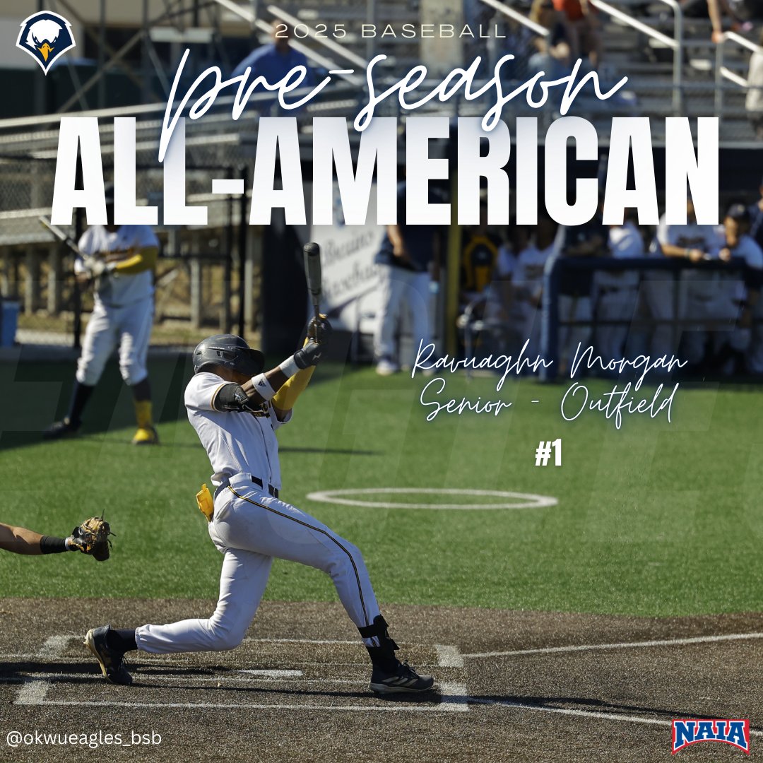 OKWU Eagles Athletics (@okwueagles) on Twitter photo BSB: Pre-Season All-American ⚾️
Ravaughn Morgan of <a href="/OKWUeagles_BSB/">Oklahoma Wesleyan Baseball</a> represents the Eagles as the only KCAC Pre-Season All American Selection.
The Eagles open the 2025 season on the 24th of January!
#GoEagles #KCAC #NAIAball BSB: Pre-Season All-American ⚾️
Ravaughn Morgan of <a href="/OKWUeagles_BSB/">Oklahoma Wesleyan Baseball</a> represents the Eagles as the only KCAC Pre-Season All American Selection.
The Eagles open the 2025 season on the 24th of January!
#GoEagles #KCAC #NAIAball