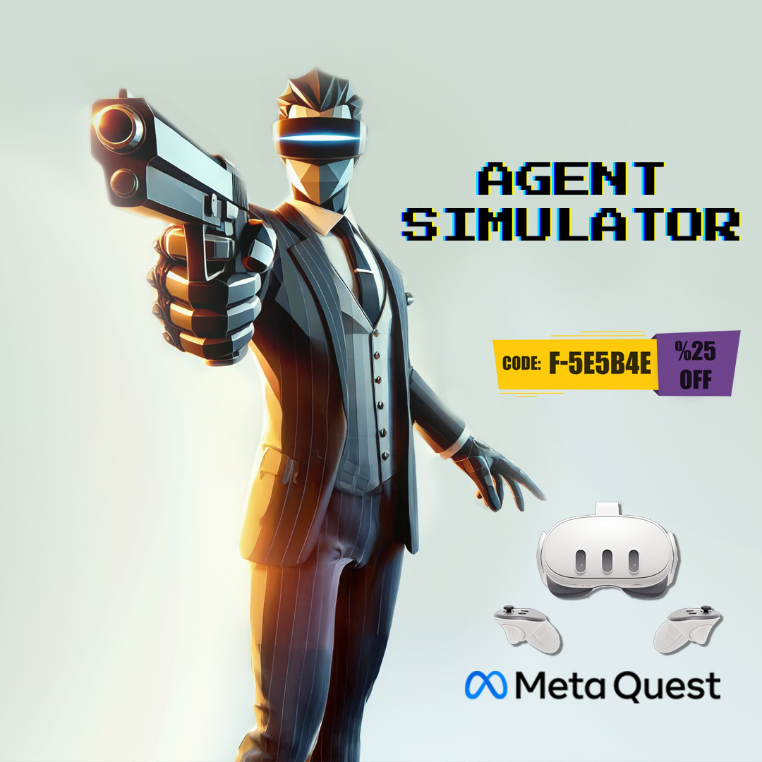 StudioGamebit's tweet photo. Step into the Action with Agent Simulator! https://t.co/gy8K5YeOJK #AgentSimulator #MetaQuest #GamingAdventure https://t.co/gJeY3fW6rz