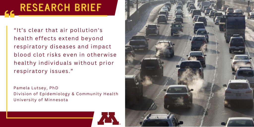 University of Minnesota (@umnews) on Twitter photo A new study from the <a href="/PublicHealthUMN/">UMN School of Public Health</a> reveals a link between air pollution and blood clotting diseases, such as deep vein thrombosis and pulmonary embolism. Researchers found that long-term exposure to pollutants like fine particulate matter and nitrogen dioxide significantly A new study from the <a href="/PublicHealthUMN/">UMN School of Public Health</a> reveals a link between air pollution and blood clotting diseases, such as deep vein thrombosis and pulmonary embolism. Researchers found that long-term exposure to pollutants like fine particulate matter and nitrogen dioxide significantly