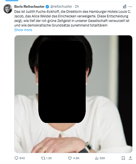 <a href="/reitschuster/">Boris Reitschuster</a> Beweissicherung.
Post-ID: 1A180712A05A7097
Account: <a href="/reitschuster/">Boris Reitschuster</a> 
Comment: 'Doxxing'