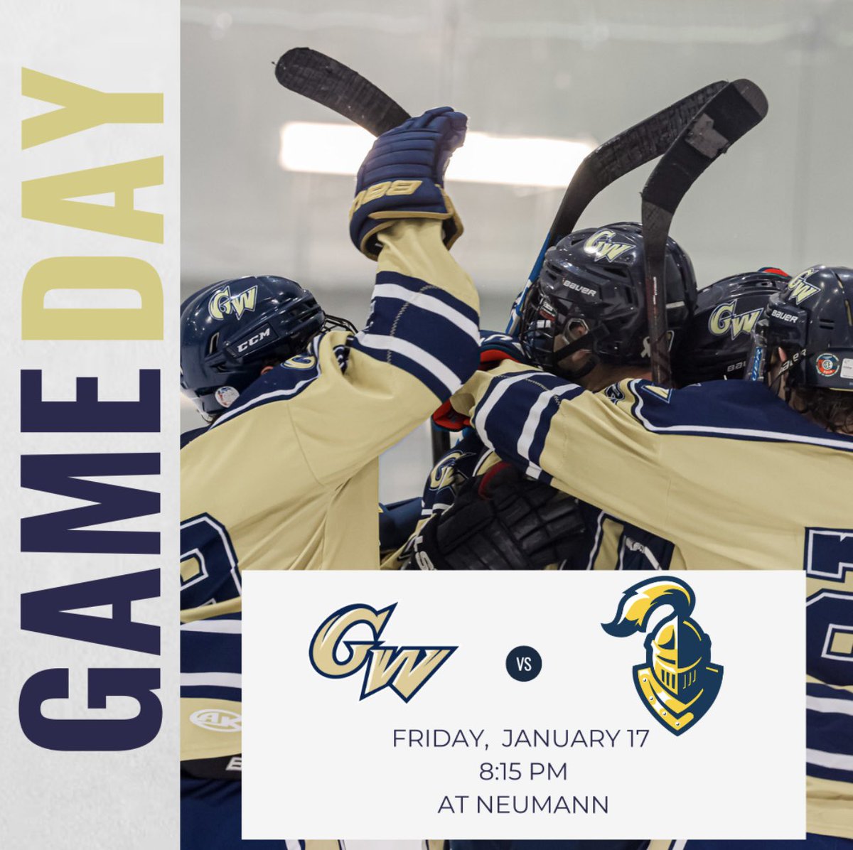 ‼️We’re Back‼️

GWICE is back for the first game of the Spring 2025 season❗️Tonight the boys face off against Neumann University at 8:15 PM. Let’s get it started 😏🏒

#gwicehockey #raisehigh #gwuhockey #collegehockey