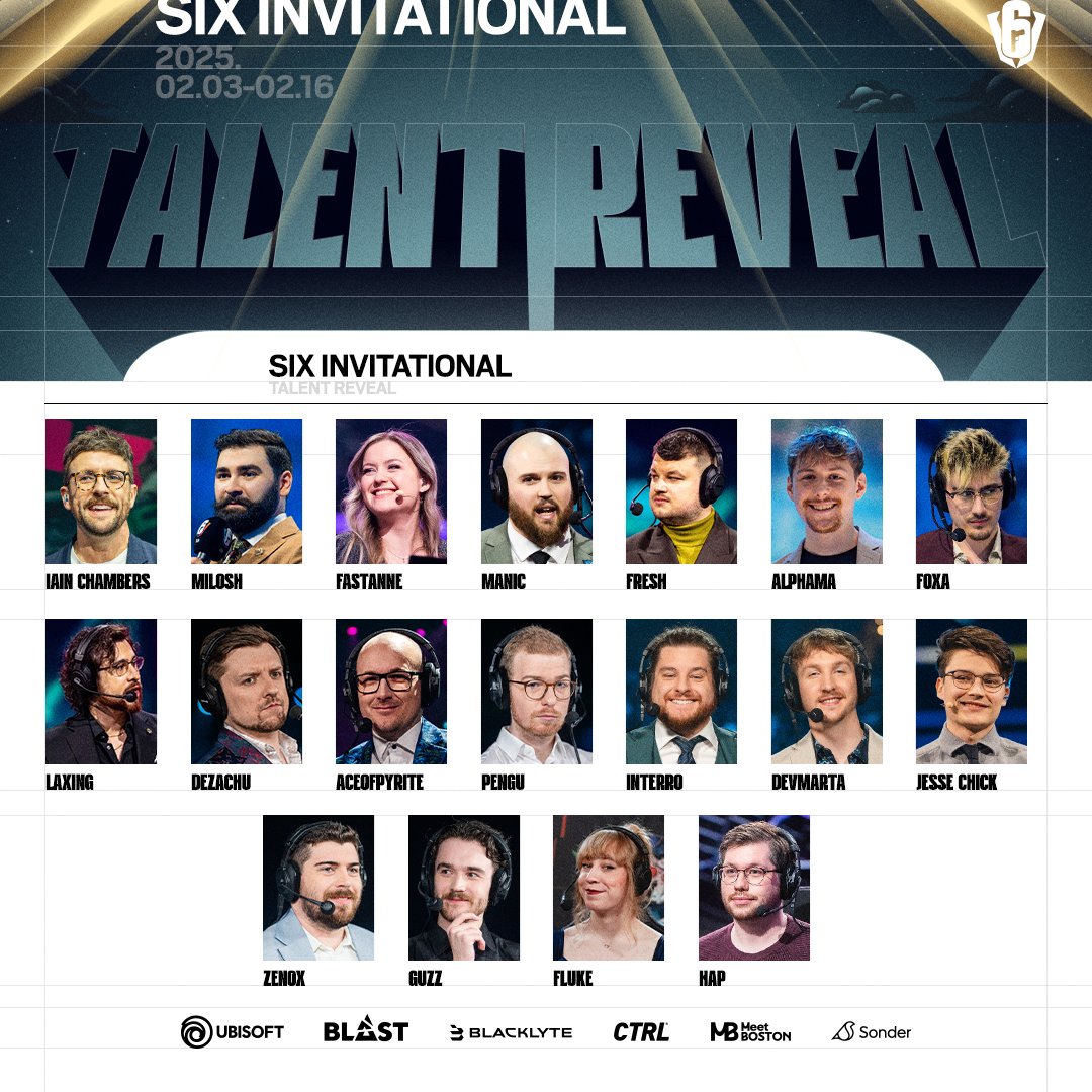 R6esports's tweet image. The stage is set 🏟️ 

Here’s your SI 2025 talent lineup! 🎙️