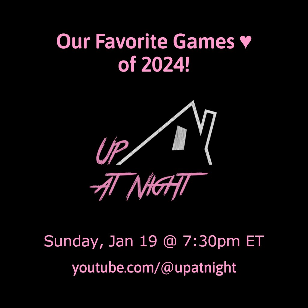 UpAtNightGames's tweet photo. Big stuff coming from us in 2025, starting with: a look back!

Join us on Sunday, Jan 19 @ 7:30pm ET for a YouTube stream to discuss our favorite games of 2024!

Subscribe to our channel today to get notified when we go live https://t.co/QpKctoXAmS https://t.co/IhB46IWt4o