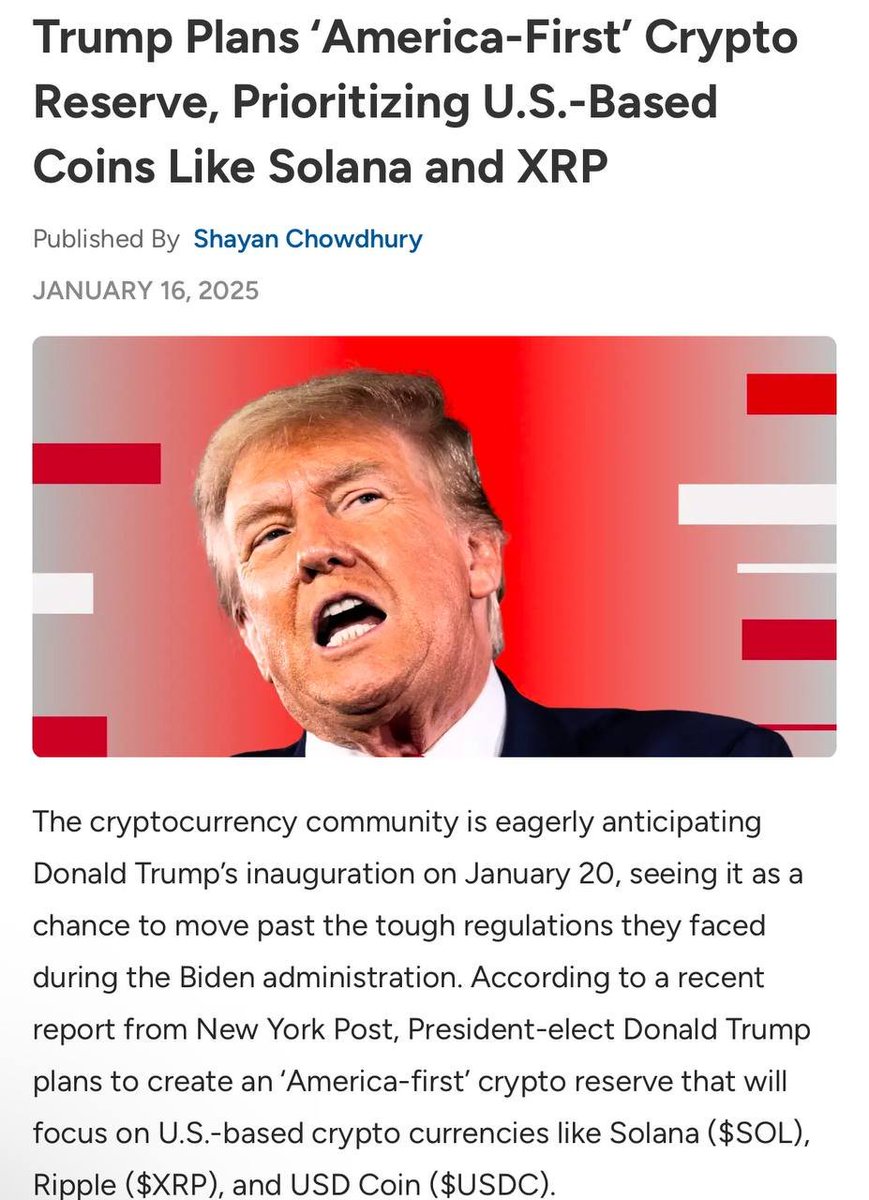 SirisCrypt's tweet photo. Aped $AFSR | America-First Strategic Reserve
Donald Trump wants America to lead the world in the crypto space. Creating the #AFSR is going to help him achieve that,
The narrative and potential here is massive, looks early as not many people have looked into this yet but the media coverage is BIG
AZrrPwD8Lmx4juzFzkjYqmz2Z8MLPtp7BNG5yXvBpump
https://t.co/pmSCSTBN6d