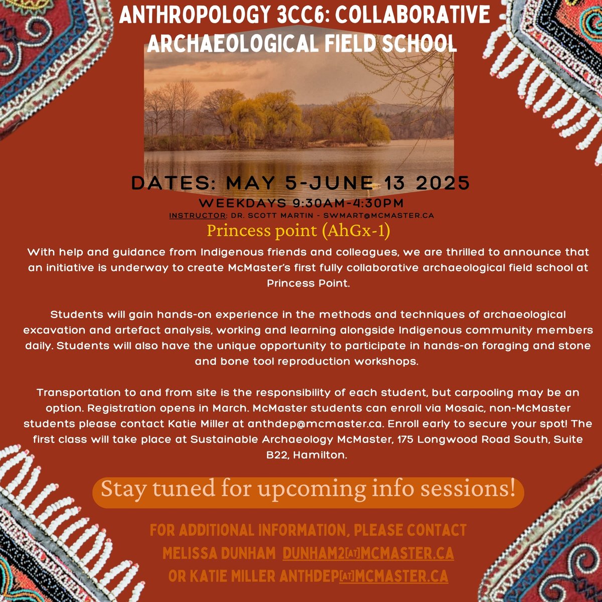 McMaster University's Department of Anthropology has just announced its first Collaborative Archaeological Field School. It will take place at Princess Point and environs in May-June 2025. If you are an undergraduate student at McMaster or elsewhere, please consider registering!