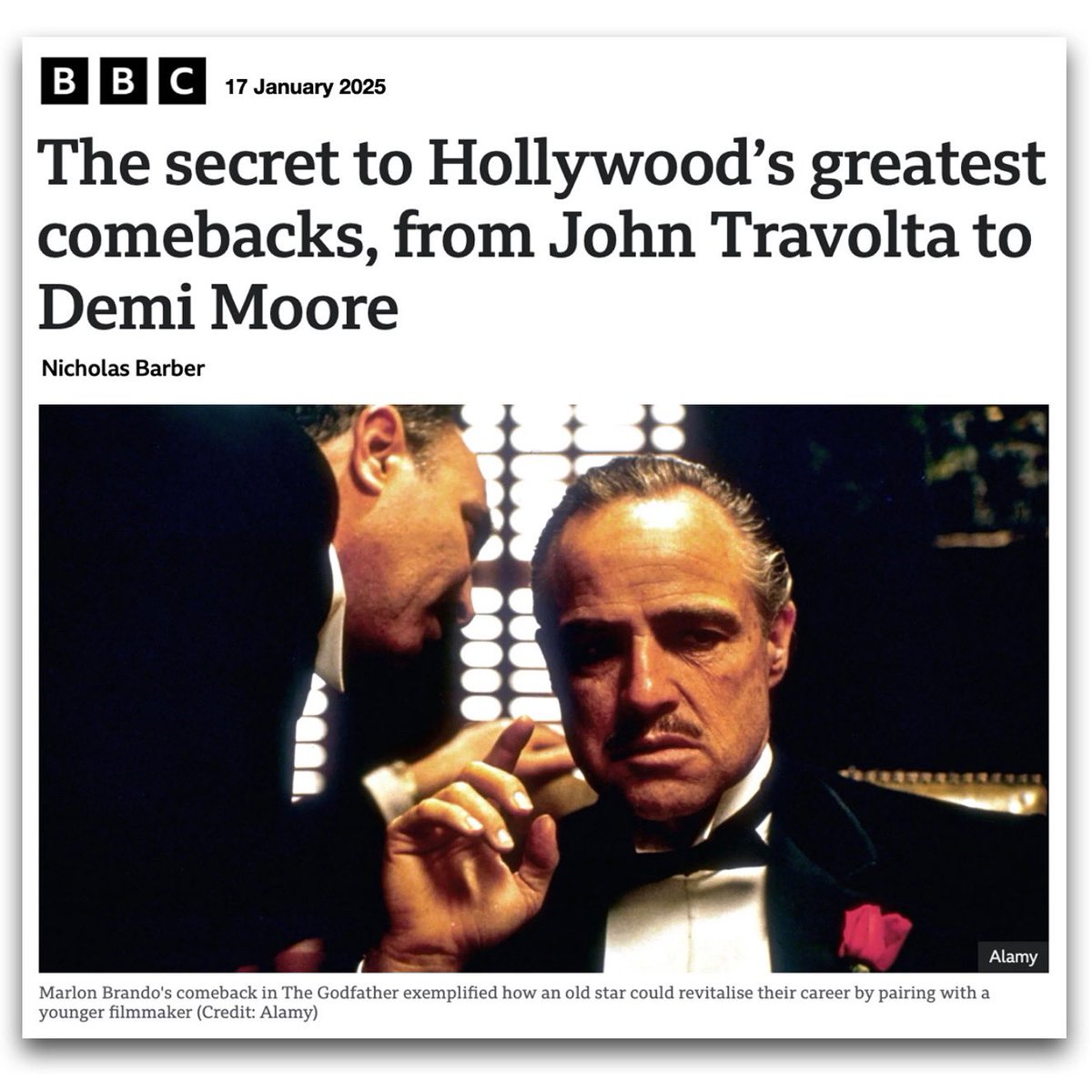 brandobook's tweet image. “Brando’s comeback with The Godfather is a classic case of a crumbling Hollywood icon being restored by an up-and-coming filmmaker. ‘There’s probably no better example,’ says Burt Kearns, author of Marlon Brando: Hollywood Rebel…”
- Nicholas Barber, BBC
bbc.com/culture/articl…