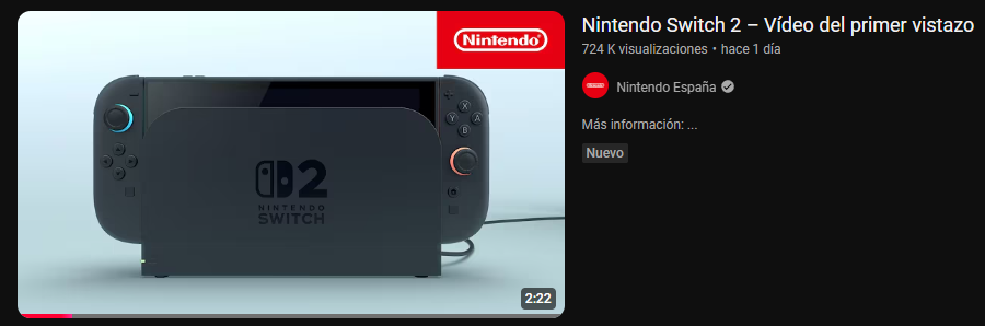 El vídeo de Nintendo Switch 2 dura 2 minutos y 22 segundos

Y el Nintendo Direct de Switch 2 será el 2 de abril, es decir dentro de 2 meses, 2 semanas y 2 días.

Genios.