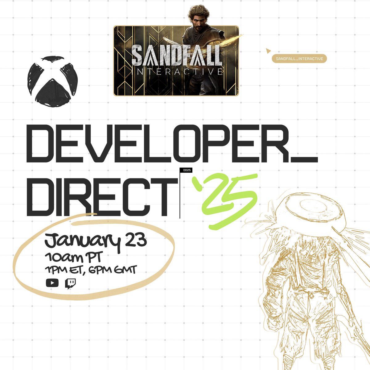 expedition33's tweet photo. Only six days to go! 

We invited @Xbox behind the scenes at the @SandfallGames studio in Montpellier to give them an exclusive look at what we've been working on...

Catch the #DeveloperDirect on Jan 23 at 10am PT / 1pm ET… 🤝 https://t.co/ojM1MI2aRh