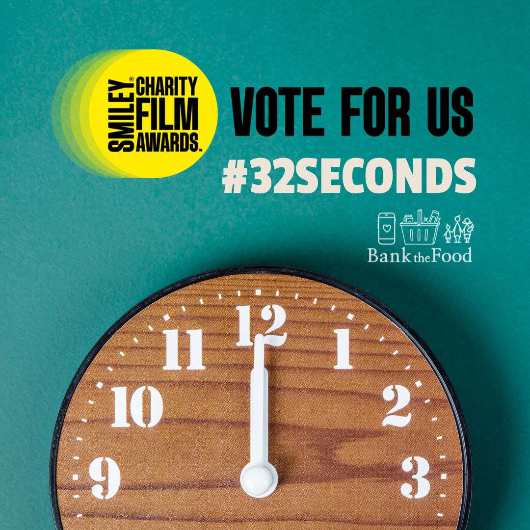 BanktheFoodUK's tweet photo. ❗We need your vote.
Our film #32Seconds is a nominee in this year’s @SmileyCFA Charity Film Awards.
Every vote counts.
It’s easy to view the film by clicking on the link below where you can see our important work.
Then please give us your vote!
https://t.co/d8N1HJf2pk 
Thank you https://t.co/GX9e04UBYV